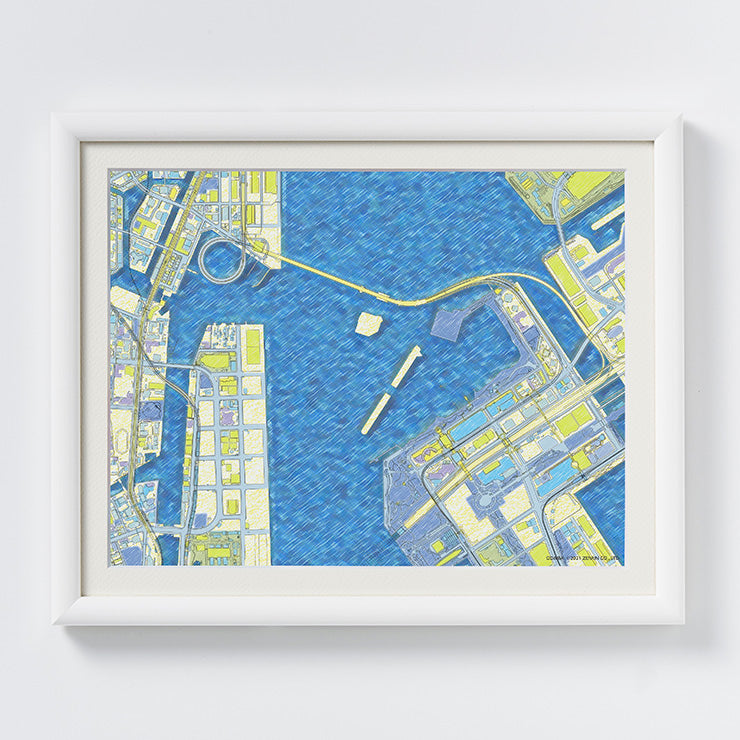 地図ぬり絵額絵/お台場　八ツ切/キャビネサイズ