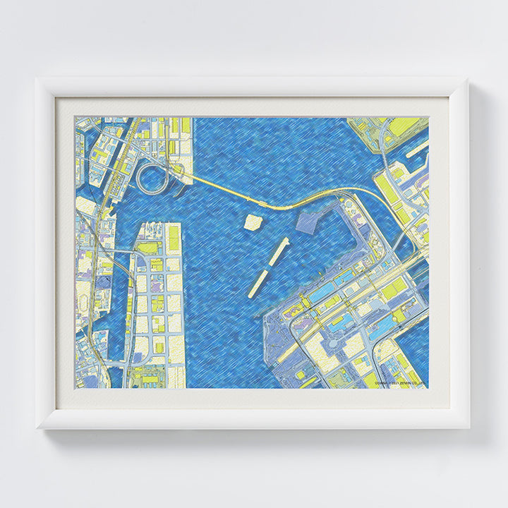 地図ぬり絵額絵/お台場　八ツ切/キャビネサイズ
