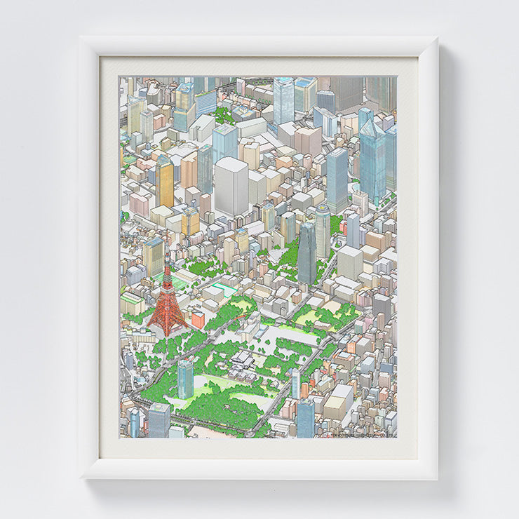 地図ぬり絵額絵/東京タワー　八ツ切/キャビネサイズ