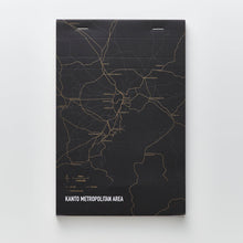 画像をギャラリービューアに読み込む, 街まち Metropolitan series メモパッド黒/関東大都市圏（鉄道網）
