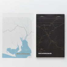 画像をギャラリービューアに読み込む, 街まち Metropolitan series メモパッド＆ホルダーセット黒/中京大都市圏（鉄道網）
