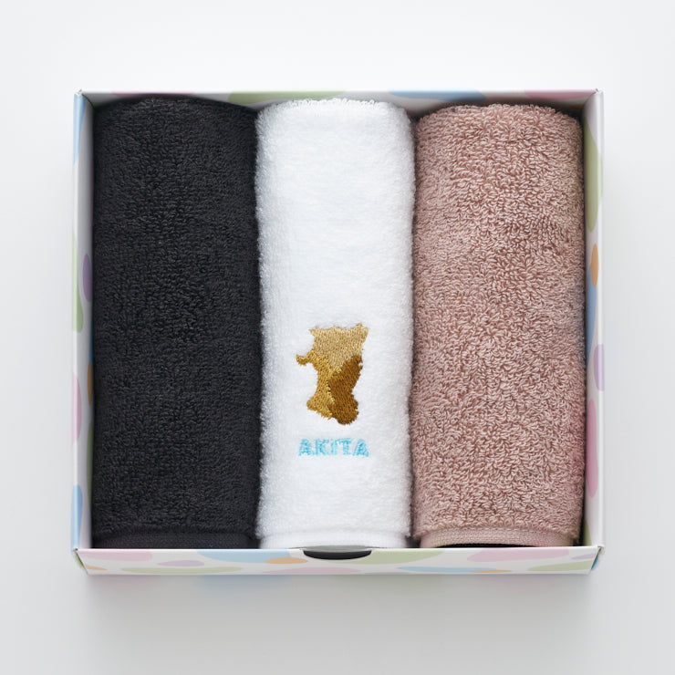 街まち 47palette タオルハンカチセット(3枚入)/05秋田県 セピア系/ミント系
