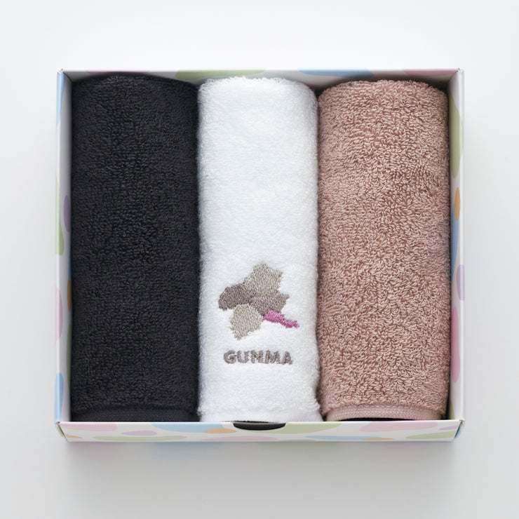 街まち 47palette タオルハンカチセット(3枚入)/10群馬県 セピア系/ミント系