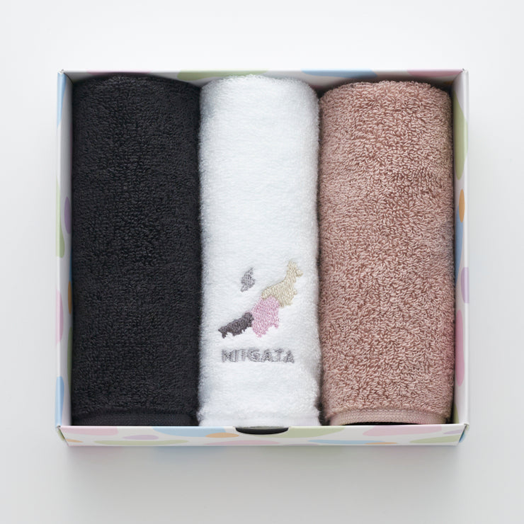 街まち 47palette タオルハンカチセット(3枚入)/15新潟県 セピア系/ミント系