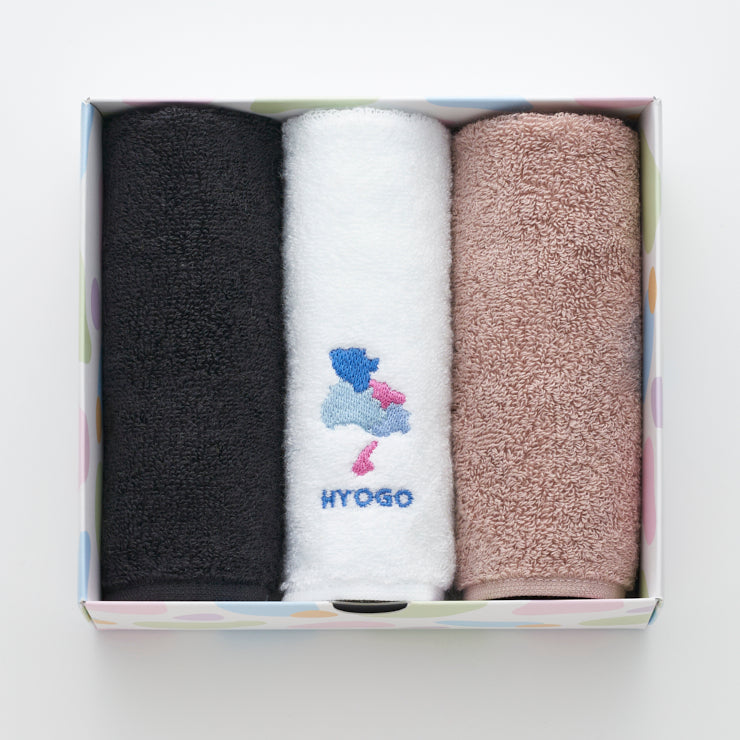 街まち 47palette タオルハンカチセット(3枚入)/28兵庫県 セピア系/ミント系