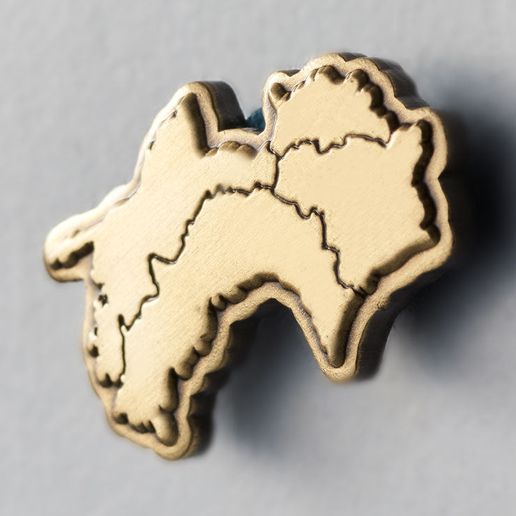 日本列島ピンバッジ/四国 アンティークゴールド ｜地図グッズ｜Map